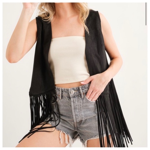 16 Retro Chic Western Fringe Suede Leather Vest Jacket - Picture 2 of 7